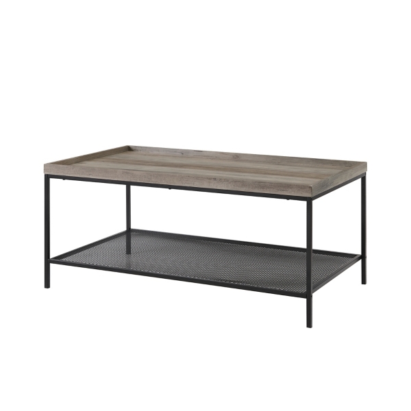 Gray Wash Industrial Tray Style Top Coffee Table Kirklands