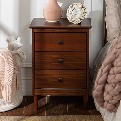 White 3-Drawer Wood Nightstand