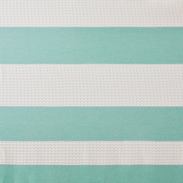 Green Stripe Waffle Weave Shower Curtain