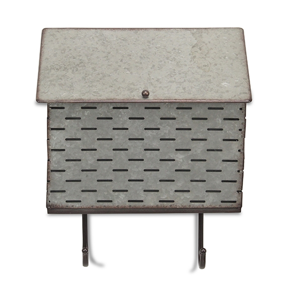 Vintage Mailbox With Hooks - Decorative Iron Letter Box For Home Or Office