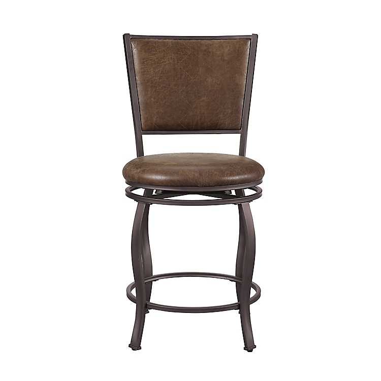 Brown Jameson Faux Leather Swivel, Brown Leather Swivel Counter Stools