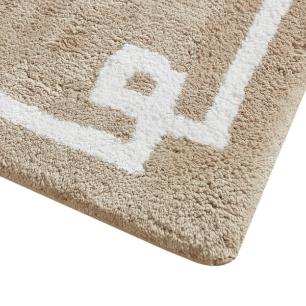 Tan Cotton Tufted Bath Mat with Border, 40 in.