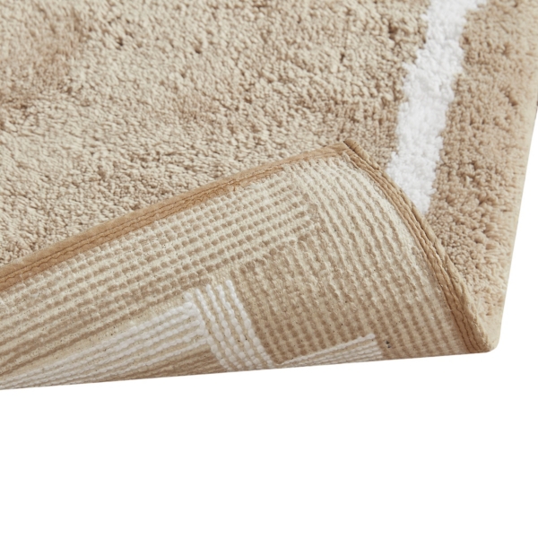 Tan Cotton Tufted Bath Mat with Border, 40 in.