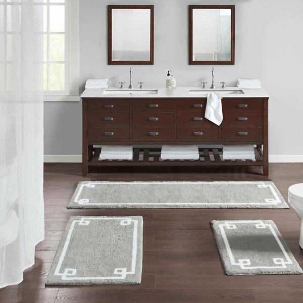 Cotton Tufted Bath Runner with Border