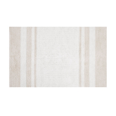 White with Gray Stripe Reversible Bath Mat, 30 in.