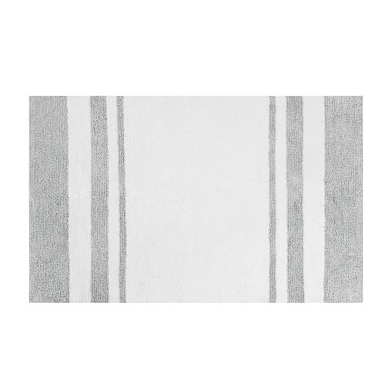 White with Gray Stripe Reversible Bath Mat, 30 in.