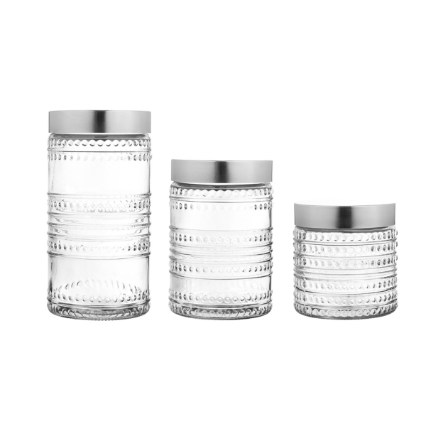 Round Beaded Glass 3pc. Canister Set Kirklands Home