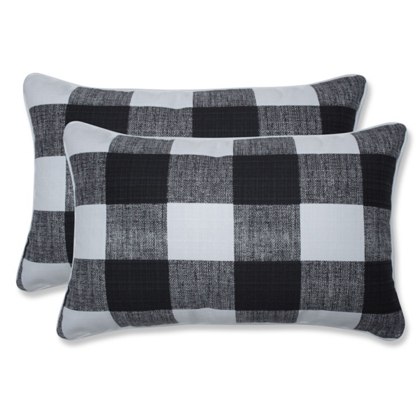 black plaid outdoor pillows