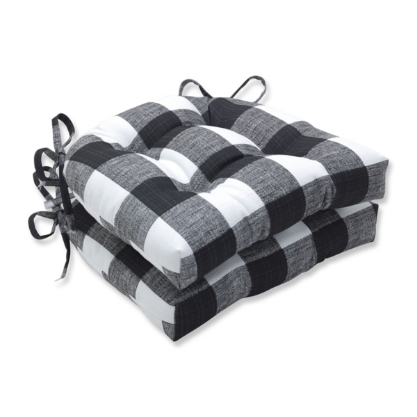 Black Buffalo Check Outdoor Chair Pads 
