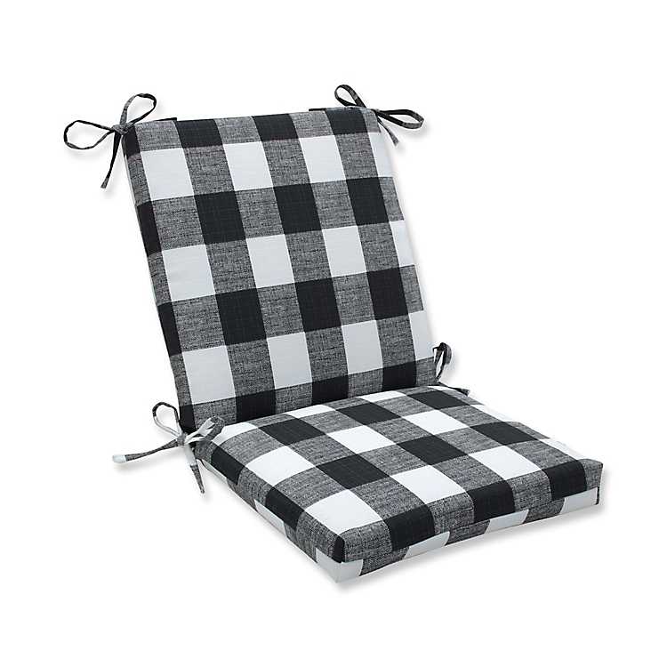Black Buffalo Check Squared Outdoor, Outdoor Chair Cushions