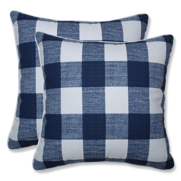 navy blue plaid pillows