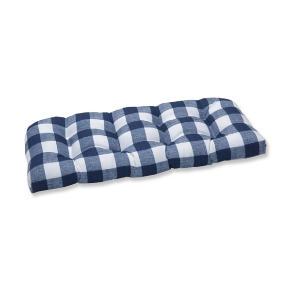 Navy Buffalo Check Outdoor Loveseat Cushion Kirklands