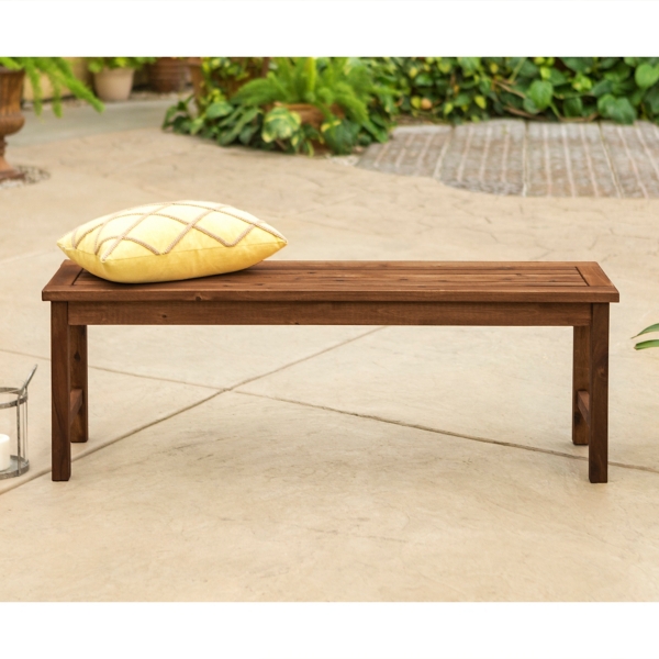 Dark Brown Acacia Wood Outdoor Bench | Kirklands Home