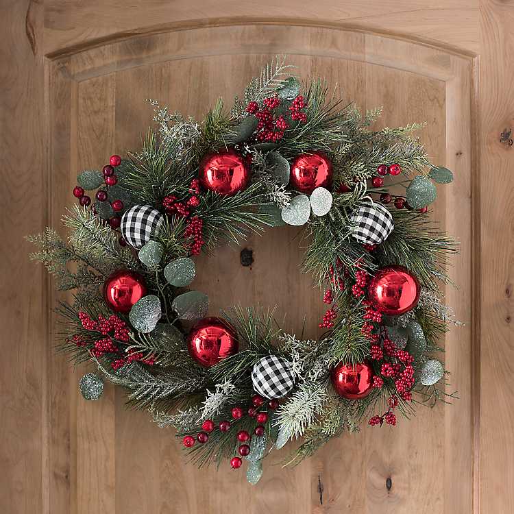 Ornaments And Mixed Greenery Christmas Wreath Kirklands
