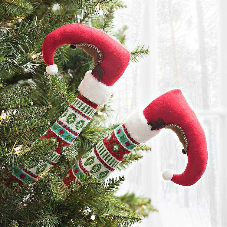 Leg Pick With Toe Bell 50cm Red And White Striped Christmas Elf's Sock 