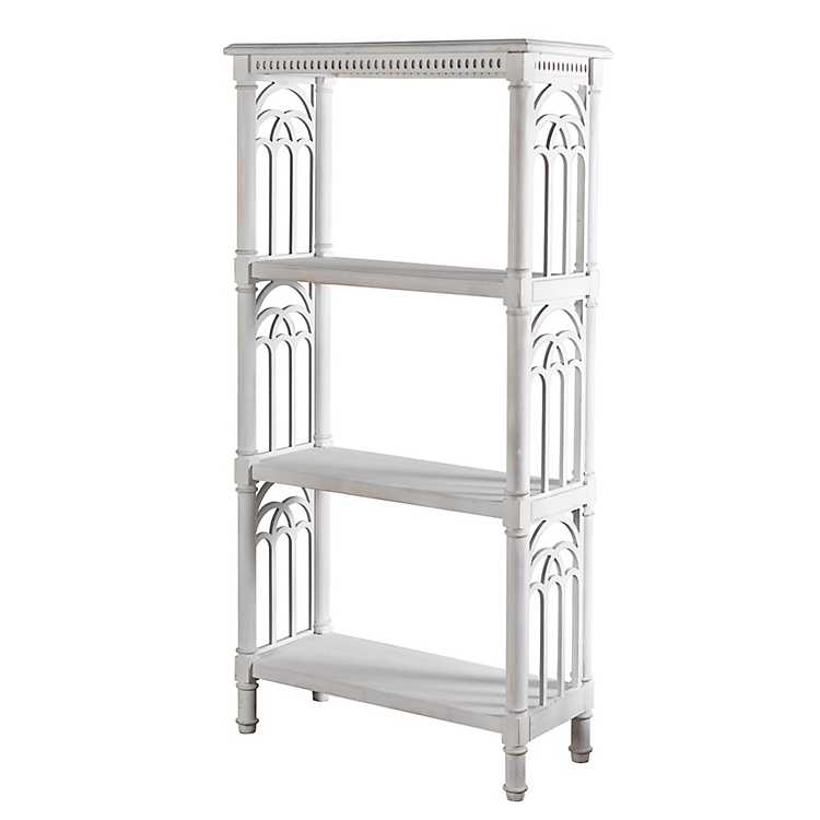 Tier Bookshelf With Cathedral Sides, White Bookcase Open Back Side