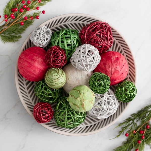 red white and green christmas orb filler