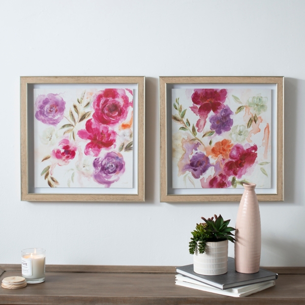Pink Watercolor Flower Framed Art Prints Set Of 2 Kirklands