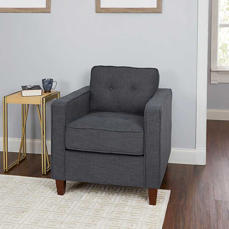 Dark Gray Square Arm Accent Chair, Armed Accent Chairs