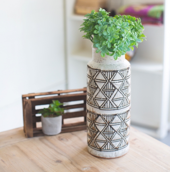 Brown Geometric Tall Ceramic Vase Kirklands Home