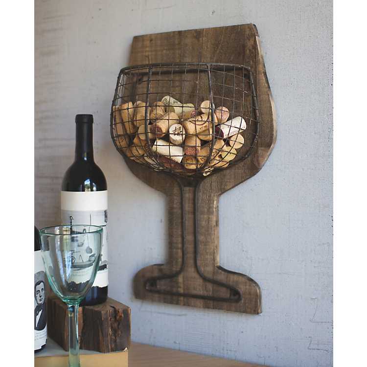 Wood And Wire Wall Wine Cork Holder Kirklands - Wall Mounted Wine Cork Holder