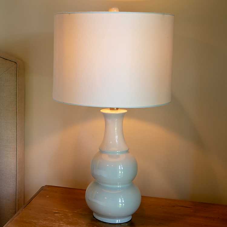 White Ceramic Double Gourd Table Lamp, Blue Ceramic Gourd Table Lamps