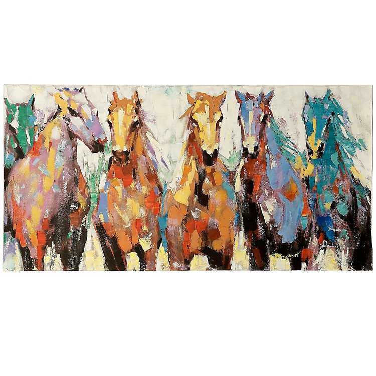 Decor  Art QUALITY CANVAS PRINT,horse thunder run abstract blue equine,12x12" 