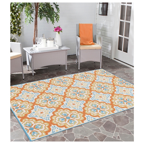 Orange And Blue Patterned Outdoor Area Rug 8x10 Kirklands