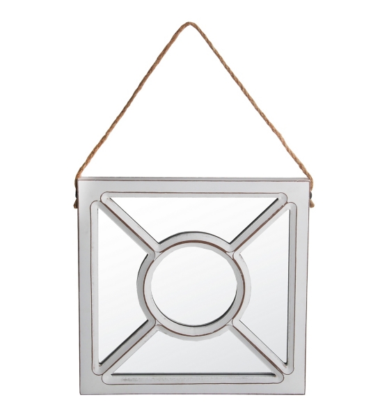 White Circle Motif Wood Wall Mirror 12x12 In Kirklands