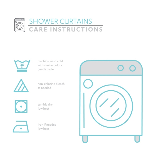 Blue and White Button Accent Linen Shower Curtain