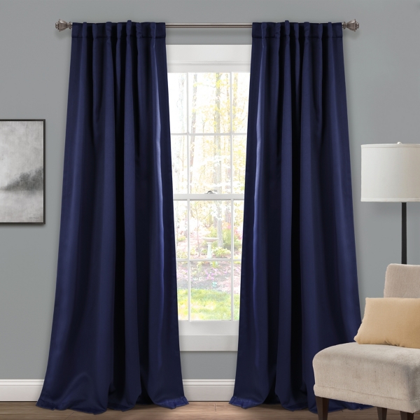 Navy Back Tab Blackout Curtain Panel Set 84 In Kirklands