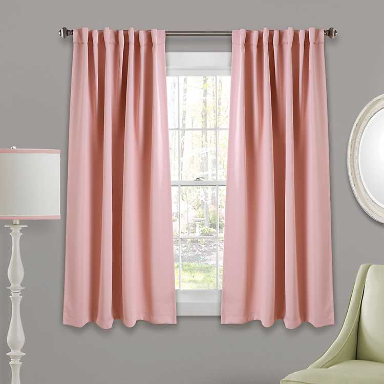 Pink Lush Blackout Curtain Panel Set, Pink Curtain Panels