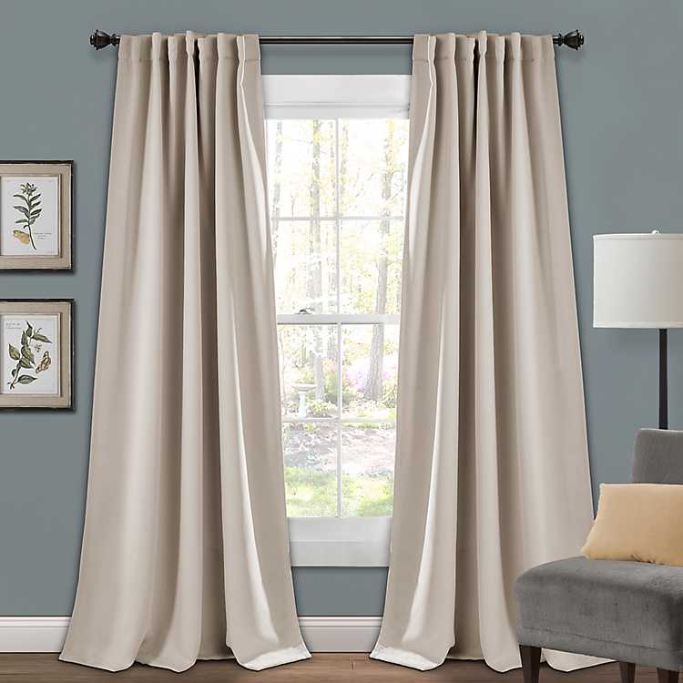 Wheat Back Tab Blackout Curtain Panel, 95 In Blackout Curtains