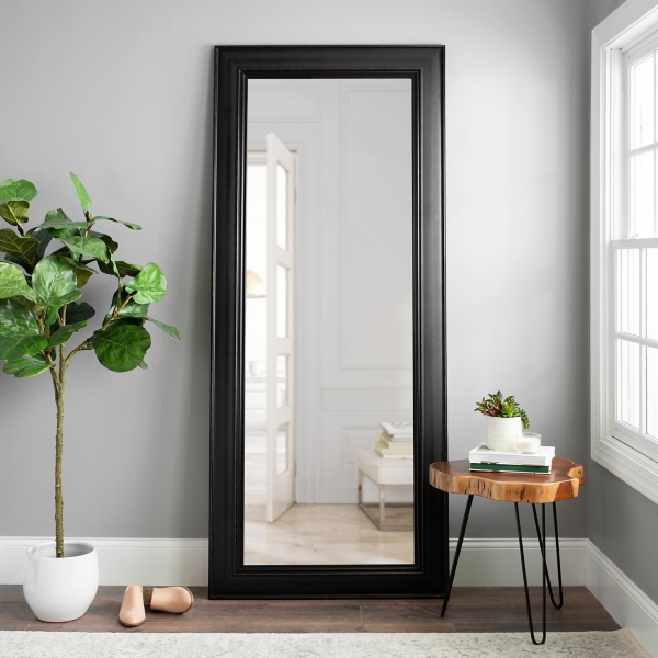 Black Framed Leaner Mirror, 33x79 in 