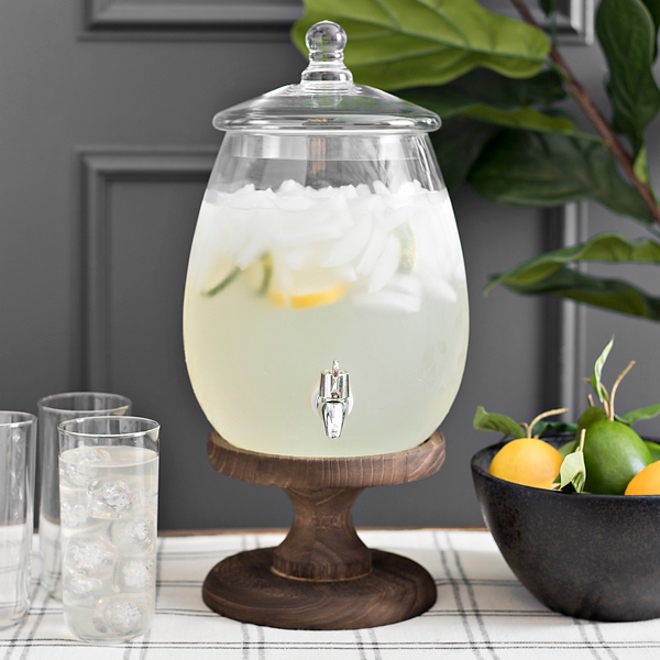 glass jar drink dispenser with wooden stand 13in, Five Below