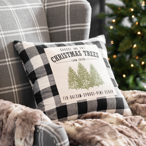 Affordable Buffalo Plaid Holiday Pillows and Decor, CC and Mike