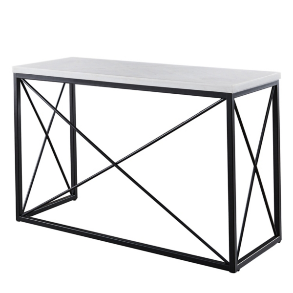 White Marble Top Sabin Metal Base Sofa Table Kirklands Home