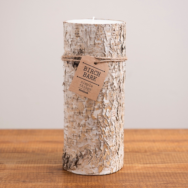 Wide Birch Bark Pillar Candle, 10 in. Kirklands Home