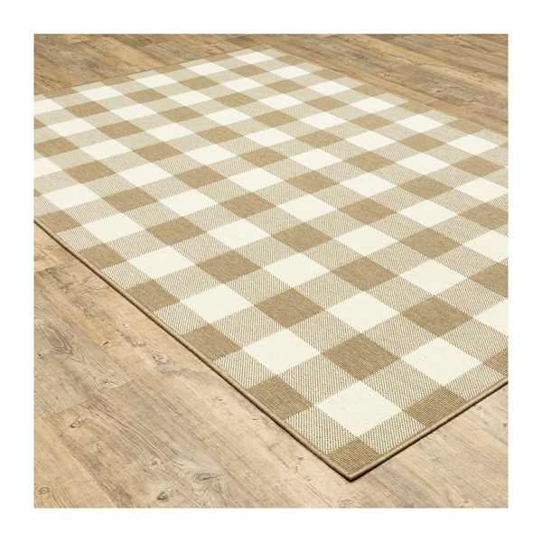 Tan Buffalo Check Outdoor Area Rug