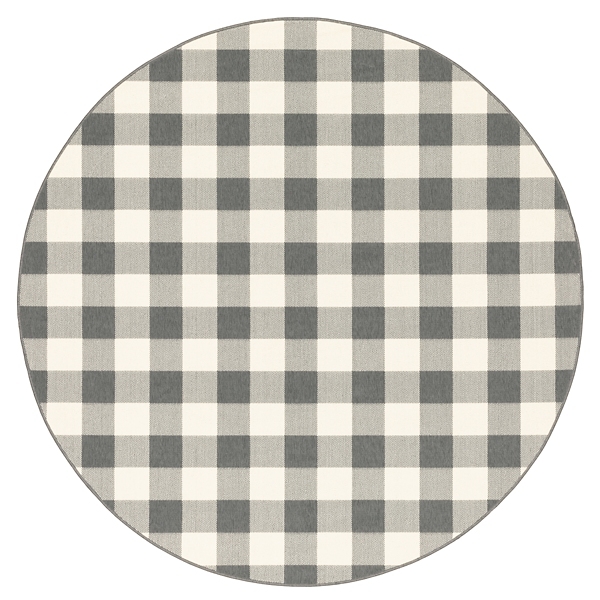 Gray Buffalo Check Round Outdoor Area Rug 8 Ft Kirklands