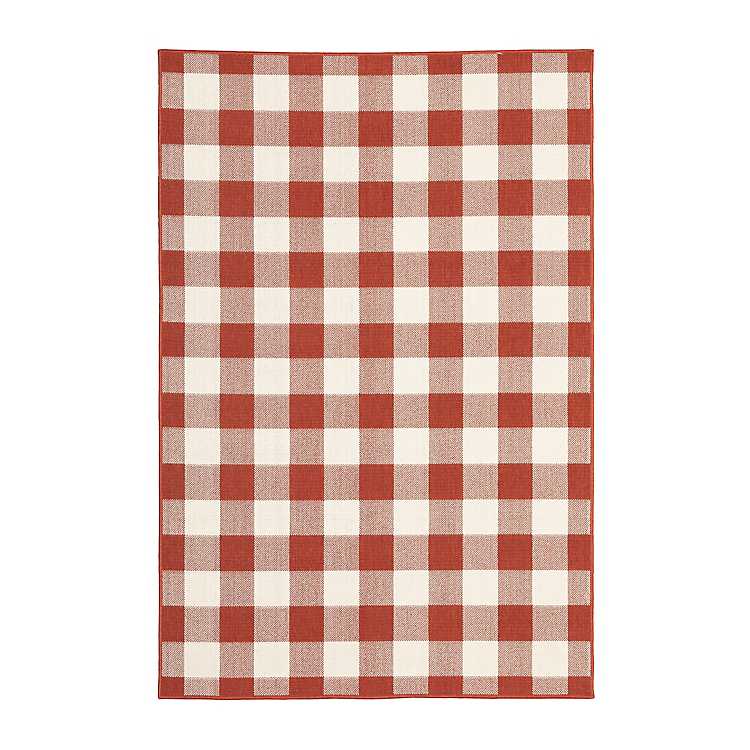 Red Buffalo Check Outdoor Area Rug 6x9, Outdoor Rug Red