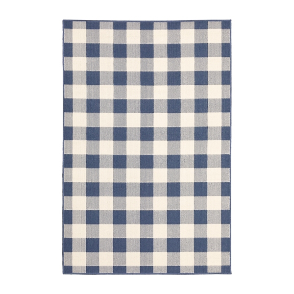 Debao Buffalo Plaid Outdoor Rug, 3x5 Blue and White Checkered Door Mat,  Cotton Woven Washable Welcome Mat for Kitchen, Farmhouse Entryway Carpet