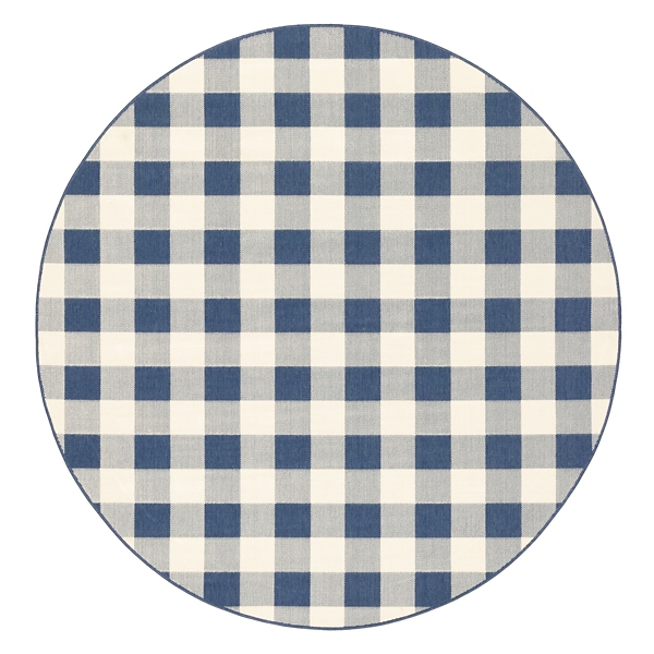 Blue Buffalo Check Round Outdoor Area Rug, 7 ft. Kirklands Home