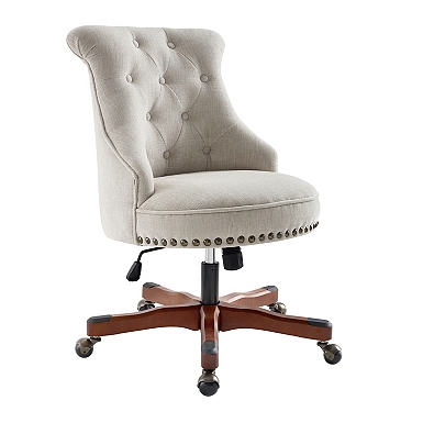 Velvet Tufted Gold Leg Swivel Office Chair, Gray, 26L x 24.5w 32.5H , Metal/Other | Kirkland's Home