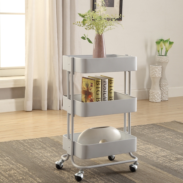 White Glossy 3Tier Rolling Bar Cart Kirklands Home