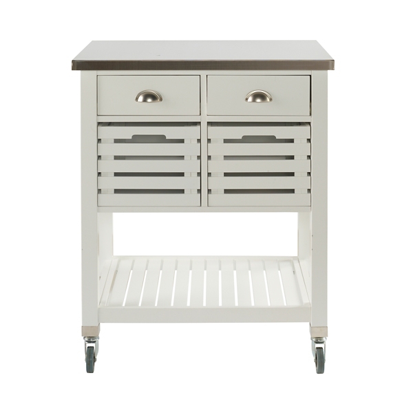 White PullOut Baskets Rolling Kitchen Cart Kirklands Home