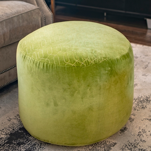 Olive Green Velvet Round Pouf Kirklands Home