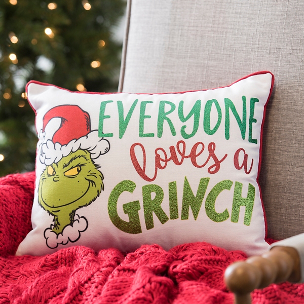 Everyone Loves a Grinch Christmas Pillow