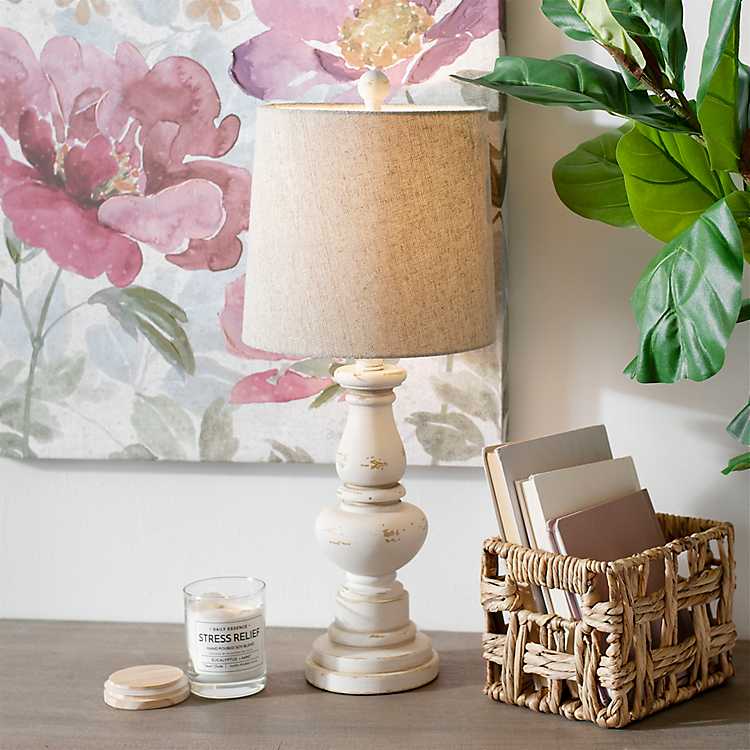 Distressed Cream Avery Table Lamp, Kirklands White Distressed Table Lamp
