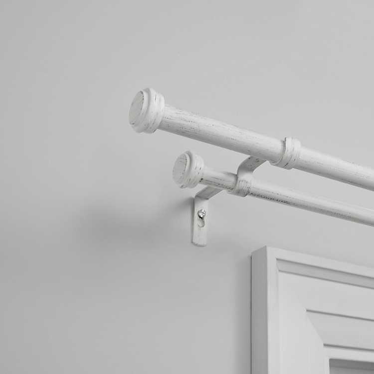 White Topper Double Curtain Rod 72 In, White Curtain Rods